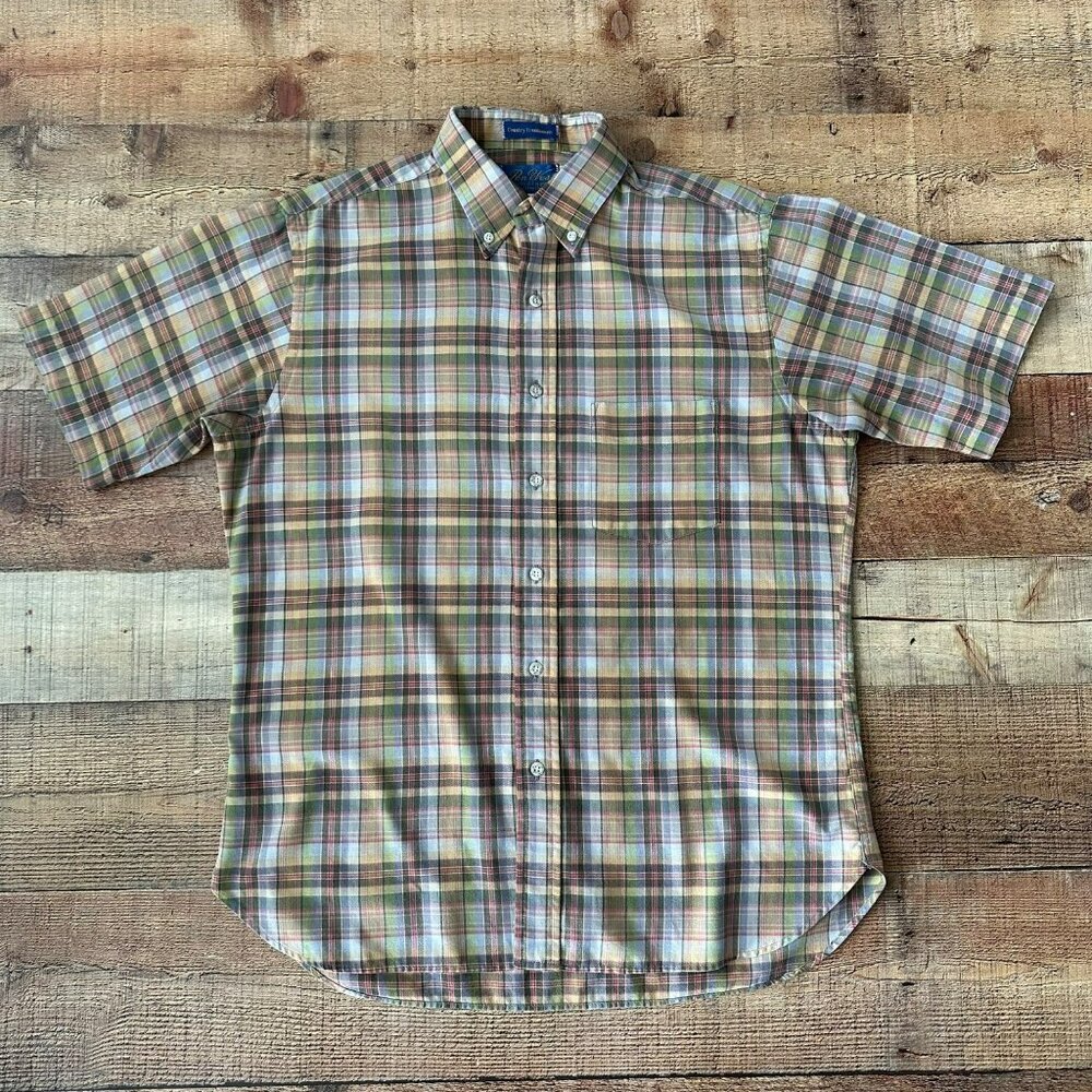 Pen West Country Traditionals Plaid Button Down Shirt Size Large Short Sleeve